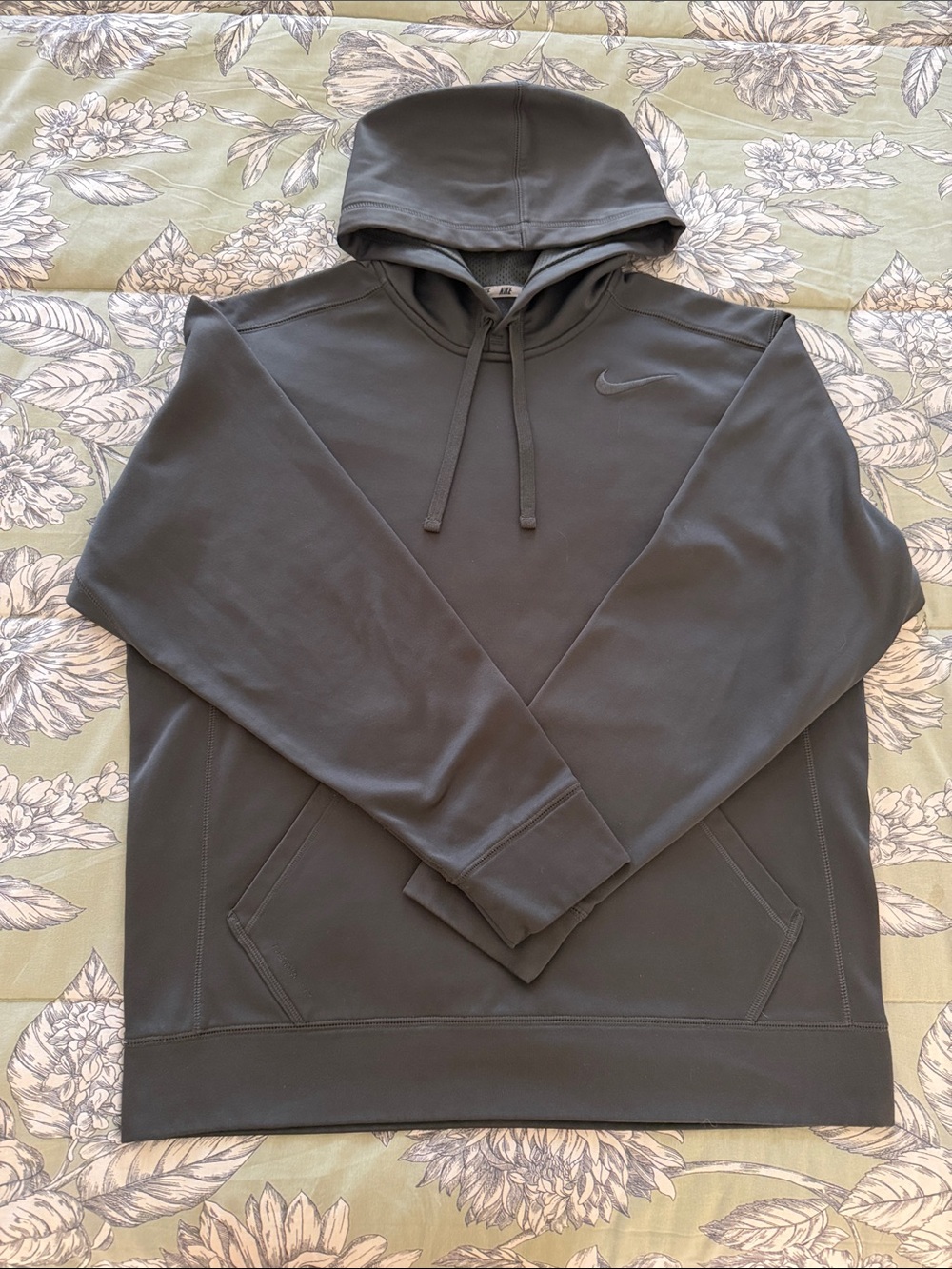Nike Elite Therma Fit Dark Gray Fleece Pullover Hoodie Large